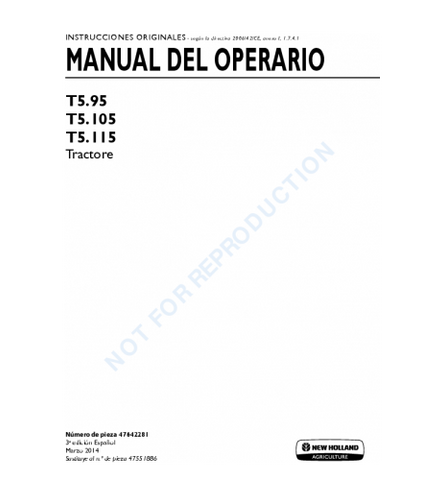 OPERATOR'S MANUAL - NEW HOLLAND T5.95, T5.105, T5.115 TRACTOR DOWNLOAD