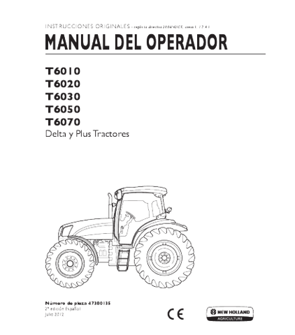 OPERATOR'S MANUAL - NEW HOLLAND T6010, T6020, T6030, T6050, T6070 TRACTOR DOWNLOAD