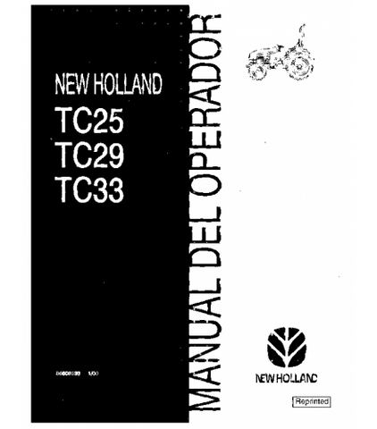 OPERATOR'S MANUAL - NEW HOLLAND TC25, TC29, TC33 TRACTOR DOWNLOAD