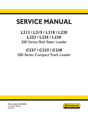 New Holland 200 Series L213 L223 L215 L225 L218 L230 L220 Tier 3 Skid Steer Loader & C227 C232 C238 Tier 3 Compact Track Loader Workshop Manual Pdf, New Holland 200 Series L213 L223 L215 L225 L218 L230 L220 Tier 3 Skid Steer Loader & C227 C232 C238 Tier 3 Compact Track Loader Workshop Manual online, New Holland 200 Series L213 L223 L215 L225 L218 L230 L220 Tier 3 Skid Steer Loader & C227 C232 C238 Tier 3 Compact Track Loader Workshop Manual official Factory, New Holland 200 Series L213 L223 L215 L225 L218 L