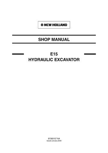 Service Manual - New Holland E15 HYDRAULIC EXCAVATOR 87360157