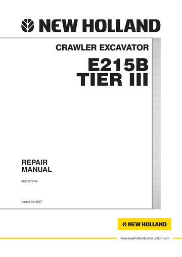 Service Manual - New Holland E215BJ Hydraulic Excavator 87612178NAR0