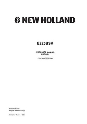 Service Manual - New Holland E225BSR Excavator 87709239A