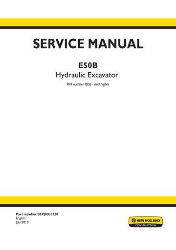 Service Manual - New Holland E50B Hydraulic Excavator S5PJ0033E01