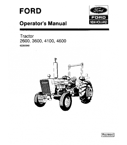 OPERATOR'S MANUAL - FORD NEW HOLLAND 2600, 3600, 4100, 4600 TRACTOR DOWNLOAD