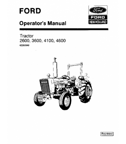 OPERATOR'S MANUAL - FORD NEW HOLLAND 2600, 3600, 4100, 4600 TRACTOR DOWNLOAD