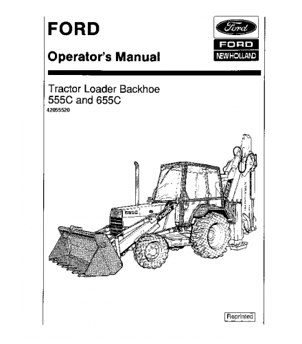 OPERATOR'S MANUAL - FORD NEW HOLLAND 555C, 655C BACKHOE LOADER DOWNLOAD