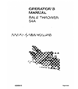 OPERATOR'S MANUAL - NEW HOLLAND 54A BALE THROWER DOWNLOAD