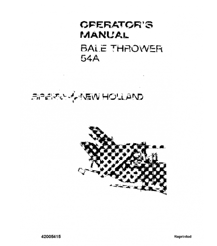 OPERATOR'S MANUAL - NEW HOLLAND 54A BALE THROWER DOWNLOAD