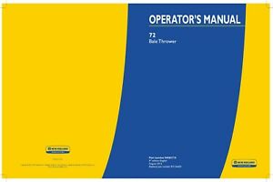 OPERATOR'S MANUAL - NEW HOLLAND 72 BALE THROWER DOWNLOAD