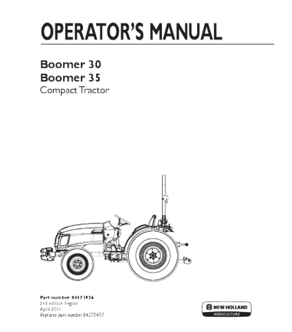 OPERATOR'S MANUAL - NEW HOLLAND BOOMER 30, 35 TRACTOR 84471926