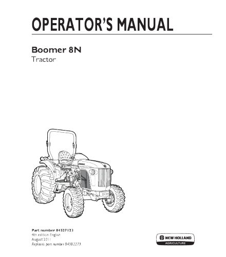 OPERATOR'S MANUAL - NEW HOLLAND BOOMER 8N TRACTOR 84527123