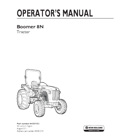 OPERATOR'S MANUAL - NEW HOLLAND BOOMER 8N TRACTOR 84527123