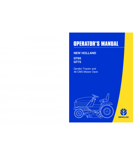 OPERATOR'S MANUAL - NEW HOLLAND GT65, GT75 WITH 48CMS MOWER DECK GARDEN TRACTOR DOWNLOAD