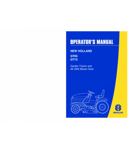 OPERATOR'S MANUAL - NEW HOLLAND GT65, GT75 WITH 48CMS MOWER DECK GARDEN TRACTOR DOWNLOAD