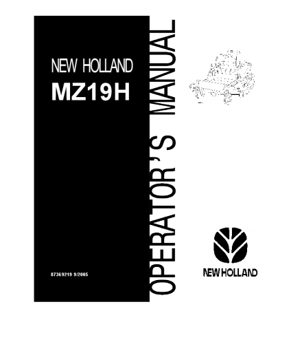 OPERATOR'S MANUAL - NEW HOLLAND MZ19H MOWER DOWNLOAD