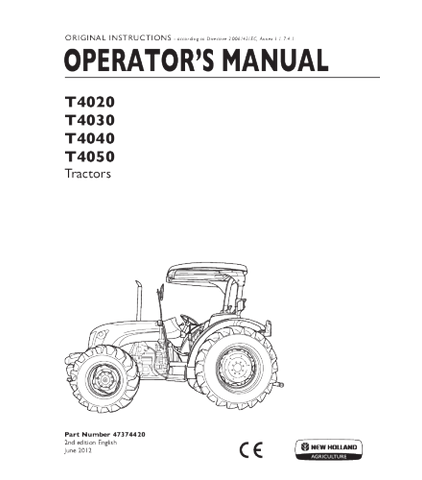 OPERATOR'S MANUAL - NEW HOLLAND T4020, T4030, T4040, T4050 TRACTOR DOWNLOAD