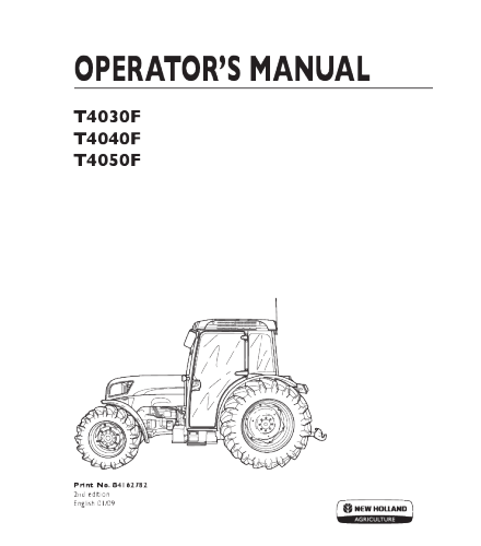 OPERATOR'S MANUAL - NEW HOLLAND T4030F, T4040F, T4050F TRACTOR DOWNLOAD