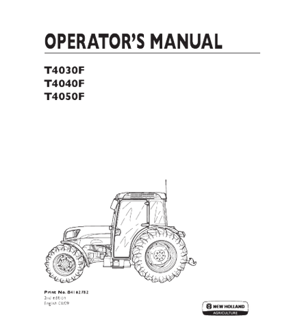 OPERATOR'S MANUAL - NEW HOLLAND T4030F, T4040F, T4050F TRACTOR DOWNLOAD