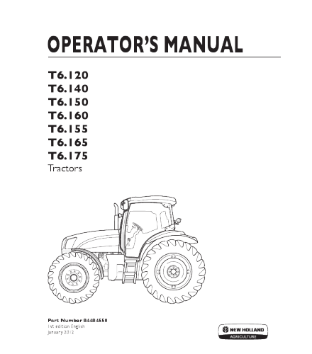 OPERATOR'S MANUAL - NEW HOLLAND T6.120, T6.140, T6.150, T6.160, T6.155, T6.165, T6.175 TRACTOR DOWNLOAD