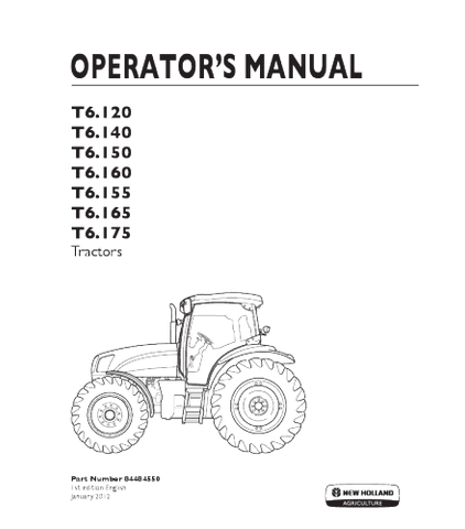 OPERATOR'S MANUAL - NEW HOLLAND T6.120, T6.140, T6.150, T6.160, T6.155, T6.165, T6.175 TRACTOR DOWNLOAD