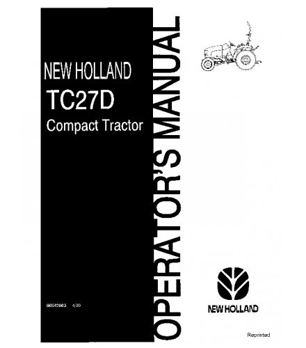 OPERATOR'S MANUAL - NEW HOLLAND TC27D TRACTOR DOWNLOAD