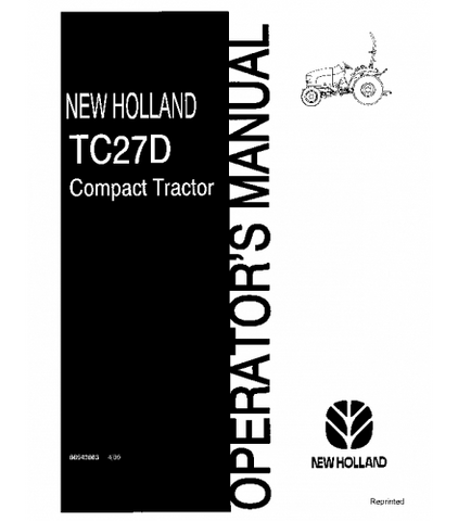 OPERATOR'S MANUAL - NEW HOLLAND TC27D TRACTOR DOWNLOAD