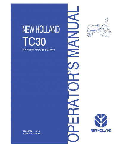 OPERATOR'S MANUAL - NEW HOLLAND TC30 TRACTOR DOWNLOAD