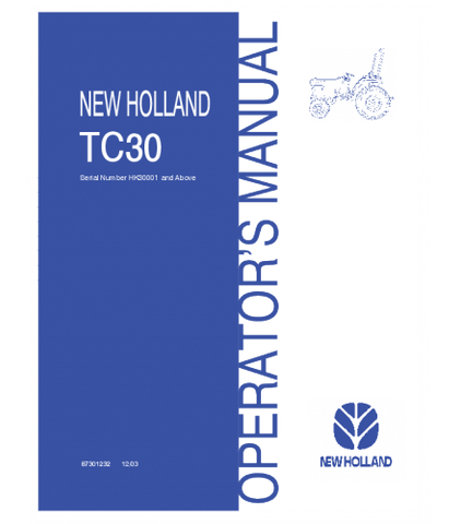 OPERATOR'S MANUAL - NEW HOLLAND TC30 TRACTOR DOWNLOAD