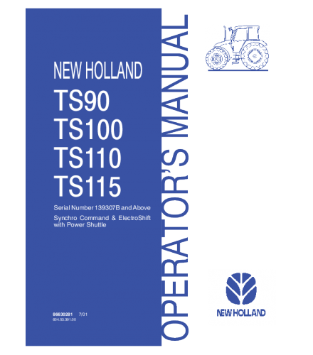 OPERATOR'S MANUAL - NEW HOLLAND TS90, TS100, TS110, TS115 TRACTOR DOWNLOAD