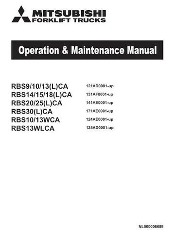 Operating and Maintenance Instructions Manual - Mitsubishi RBS9-RBS10-RBS13-RBS14-RBS15-RBS18-RBS20-RBS25-RBS30 CA-LCA-WCA-WLCA Reach Truck Download