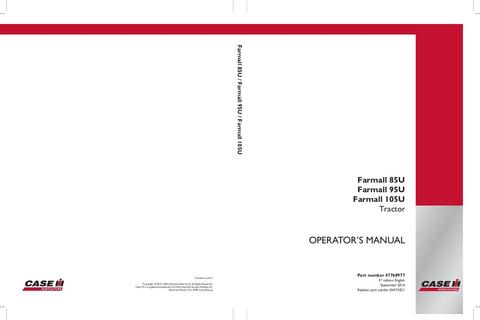 Operator’s Manua-Case IH Tractor Farmall 85U 95U 105U 47768977