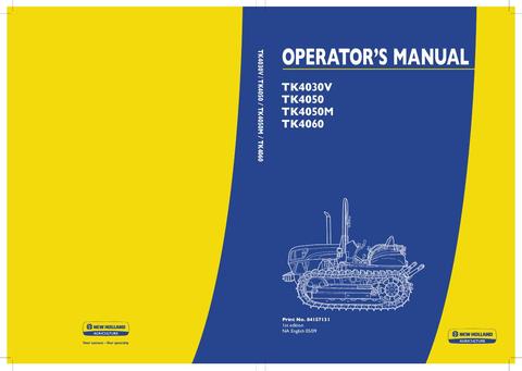 Operator's Manual - 2009 New Holland TK4030V TK4050 TK4050M TK4060 Tractor 84157131