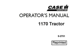 Operator’s Manual-Case IH Tractor 1170 Tractor- Prior to sn 8675001 9-275