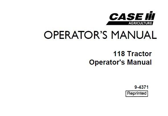 Operator’s Manual-Case IH Tractor 118  9-4371