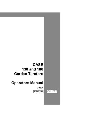 Operator’s Manual-Case IH Tractor 130 and 180 Garden 9-1801