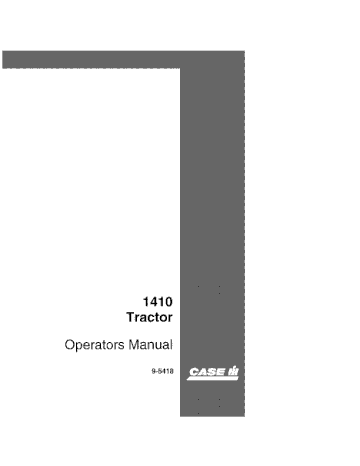 Operator’s Manual-Case IH Tractor 1410 1412 9-5418