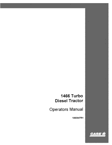 Operator’s Manual-Case IH Tractor 1466 Turbo Diesel 1082947R1