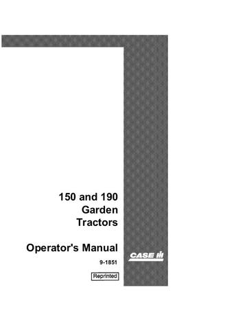 Operator’s Manual-Case IH Tractor 150 and 190 Garden 9-1851