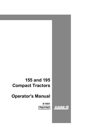 Operator’s Manual-Case IH Tractor 155 and 195 Compact 9-1951
