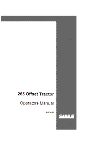 Operator’s Manual-Case IH Tractor 265 Offset 9-13050