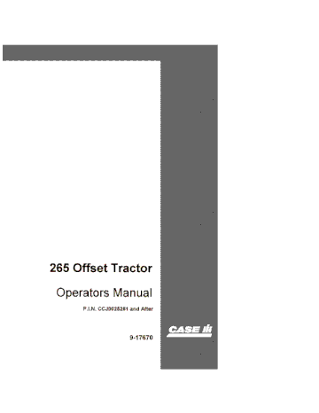 Operator’s Manual-Case IH Tractor 265 Offset 9-17670
