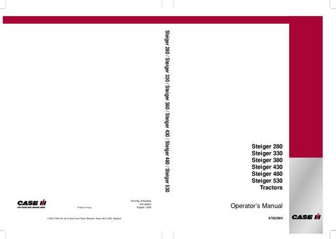 Operator’s Manual-Case IH Tractor 280 330 380 430 480 530 Steiger 87622004