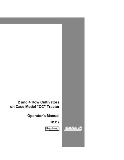 Operator’s Manual-Case IH Tractor 2 And 4 Row For CASE CC D1117