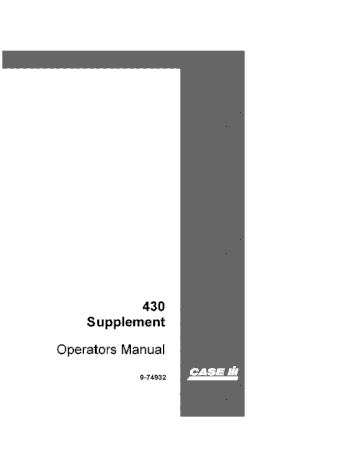 Operator’s Manual-Case IH Tractor 430 Supplement  9-74932