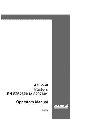 Operator’s Manual-Case IH Tractor 430 & 530 Series Draft-O-Matic 9-1682