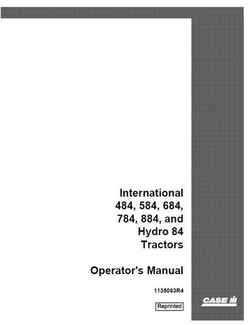 Operator’s Manual-Case IH Tractor 484 584 684 784 884 and Hydro 84 Tractors YEAR 1981 1135063R4