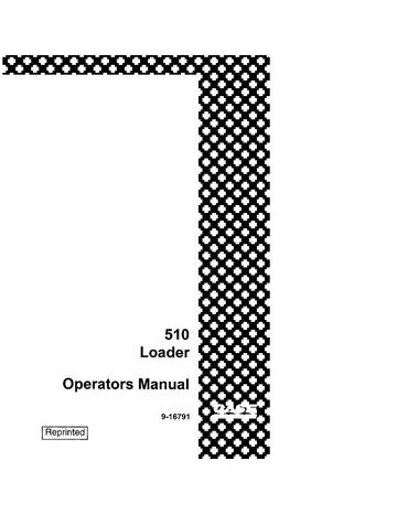 Operator’s Manual-Case IH Tractor 510 Loader 9-16791
