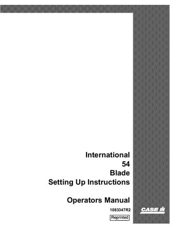 Operator’s Manual-Case IH Tractor 54 International Blade 1083347R2