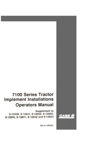 Operator’s Manual-Case IH Tractor 7100E Om Supp item 9-12933S1